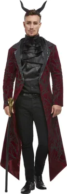 Image de Costume de diable de luxe, rouge, veste, cravate & cornes