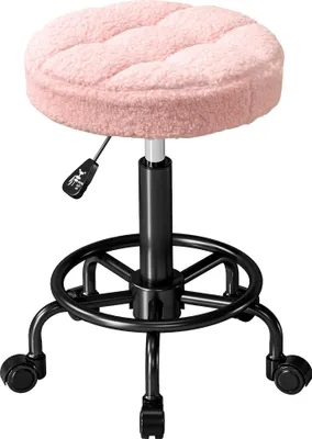 Produktbild von Rollhocker höhenverstellbar Drehhocker 55-66 cm Arbeitshocker 360° drehbar Ø50 x 50-66 cm Rosa