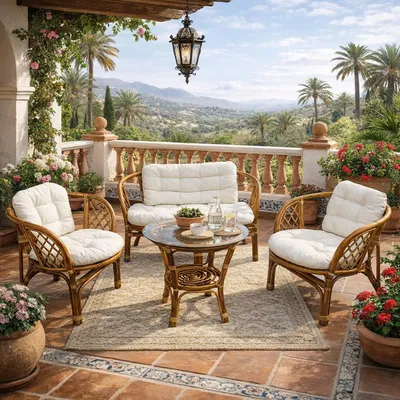 Garten- Sitzgruppe Rattan Bahama 10-tlg natur