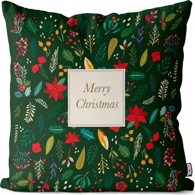 Produktbild von VOID Merry Christmas grün Kissenbezug Kissenhülle Sofakissen Kissen Deko Outdoor-Kissen Dekokissen
