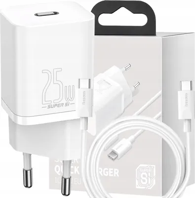 Immagine prodotto di Baseus Super Si Quick Charger 1C 25W con cavo Usb-C a Usb-C 1M (Bianco)