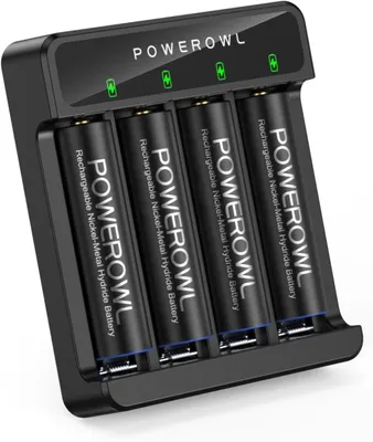 Zdjęcie produktu dla Ładowarka Acculader zasilana bateriami AA, pojemność 2800 mAh, zestaw 4 sztuki, szybkie ładowanie przez USB