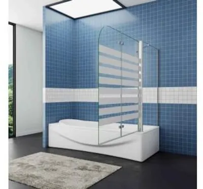 Produktbild von AICA 120cmx140cm Linksmontage Badewannenaufsatz 6mm NANO ESG-glas mit 65cm Seitenwand 2-teilig Faltwand Badewannenfaltwand Duschabtrennung Duschwand Trennwand