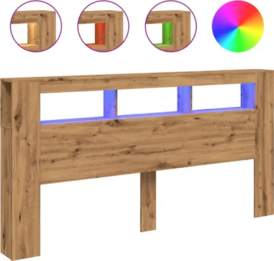 Produktbild von vidaXL LED-Kopfteil Artisan-Eiche 200x18,5x103,5 cm Holzwerkstoff