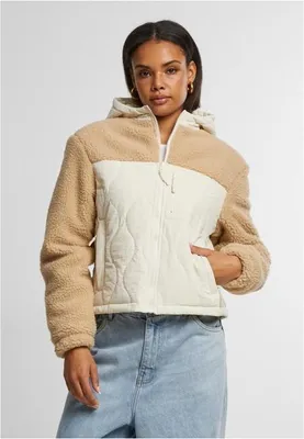 Obrázek produktu pro Dámská přechodná bunda Urban Classics Ladies Sherpa Crinkle Nylon Mix Jacket unionbeige/whitesand - 3XL