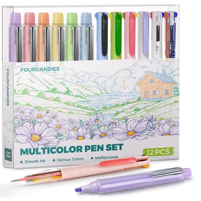 Produktbild von Set mit 6 Gelstiften und 6 Textmarkern, Journaling-Stifte, Schule & Büro
