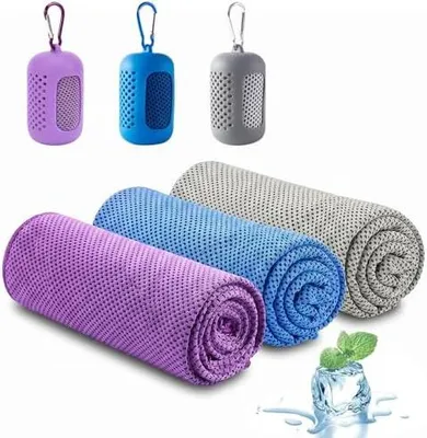 Produktbild von 3 Stück Kühlendes Handtuch Kühlhandtuch Cooling Towel Kühlendes Handtuch Kühltücher Sporthandtuch Kühlende Handtücher Fitness Outdoor Sports (Lila Grau Blau)