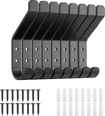 Produktbild von 10 Stück Garderobenhaken, Schwarz Garderobenhaken Wand-Montiert, Handtuchhaken für Jacken, Mäntel, Kleidung, Schals, Cap, Handtaschen und Mehr