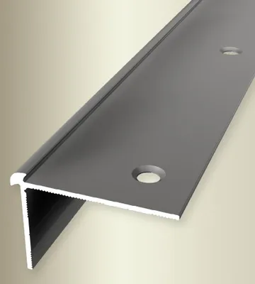 Produktbild von PROVISTON | Treppenkantenprofil | Breite: 39 mm | Höhe: 2.5 mm | Länge: 1000 mm | Aluminium eloxiert | Glatt | Sollbiegestelle | Edelstahl | Doppelt Versetzt Versenkt Gebohrt