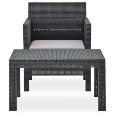Immagine prodotto di Set Divano da Giardino 2 pz con Cuscino in Rattan PP Antracite