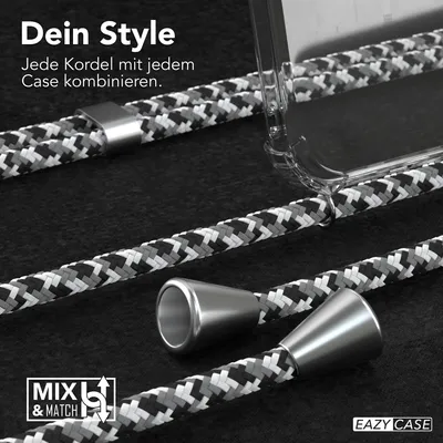 Produktbild von EAZY CASE Handykette kompatibel mit Samsung Galaxy A7 2018, Handyhülle mit Umhängeband, Handykordel, Schutzhülle Clear, Band in Schwarz