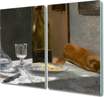 Produktbild von Coloray Herdabdeckplatte 2x30x52 cm Schneidebrett Kochplattenabdeckung Küchenbrett Hackbrett - Stillleben mit Flaschen Monet