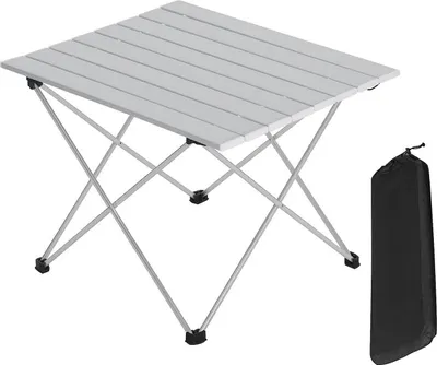 Produktbild von Aluminium-Campingtisch klappbar mit Tragetasche | Silber | 46x56x40 cm