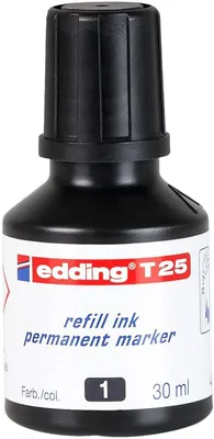 Zdjęcie produktu dla Edding T25, Czarny, 30 ml, Edding No.1, 21, 22, 25, 400, 500, 550, 800, 850, 3000, 3300, 1 szt.