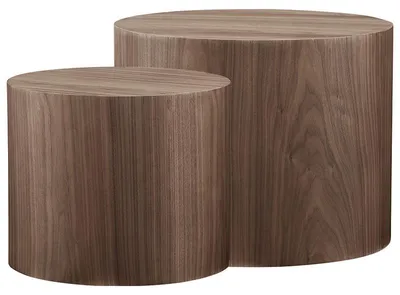 Image de SalesFever Lot de 2 tables basses | rondes | MDF avec placage en noyer | L 48/38 x P 48/38 x H 38/32 cm | Noyer