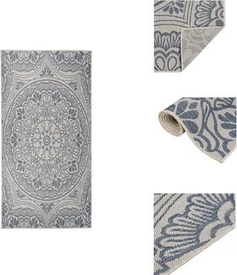 Immagine prodotto di vidaXL Tappeto per esterni a trama piatta 100x200 cm Motivo blu - Tappeti