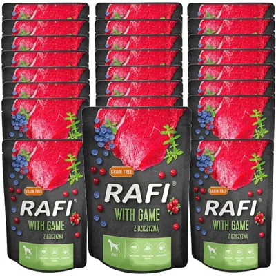 Zdjęcie produktu dla Rafi z Dziczyzną Żurawiną i Borówką 24x300g Mokra Karma Dla Psów Dorosłych