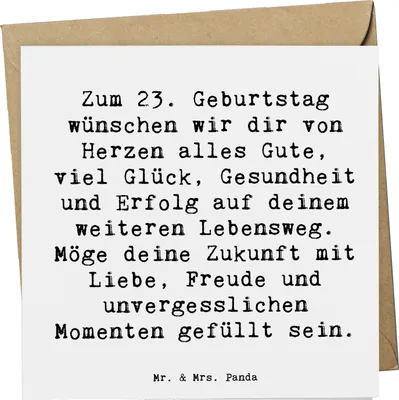 Produktbild von Mr. & Mrs. Panda Grußkarte Spruch 23. Geburtstag - Weiß - Geschenk, doppelkarte, Feiern, Geburtstagswünsche, Klappkarte, Lebensweg, positive Energie, faltkarte, Alter