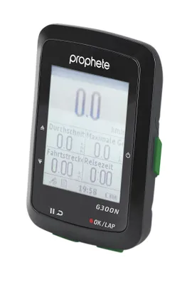 Produktbild von PROPHETE Fahrradcomputer mit GPS-Navigation – Beleuchtetes Display, Wasserdicht IPX6, Lenkerhalterung, Herzrate & Trittfrequenz mit Sensoren