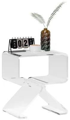 Immagine prodotto di Tavolino da Soggiorno Basso Design Geometrico a 2 Livelli 40x30x45 cm in Acrilico Trasparente