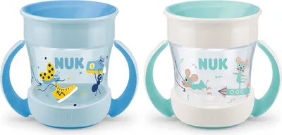 Produktbild von NUK Mini Magic Cup Trinklernbecher | auslaufsicherer 360°-Trinkrand | ab 6 Monaten | praktische Griffe | -frei | 160 ml | Junge | 2 Stück Blau Standard (2 Stück)