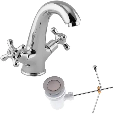 Produktbild von PaulGurkes Waschtischarmatur Aufputz Wasserhahn Zweigriffmischer Retro Excenter