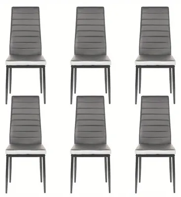Produktbild von Set aus 6 Esszimmerstühlen mit Kunstlederoberfläche – hohe Rückenlehne – stabile Konstruktion – moderne Küchenstühle