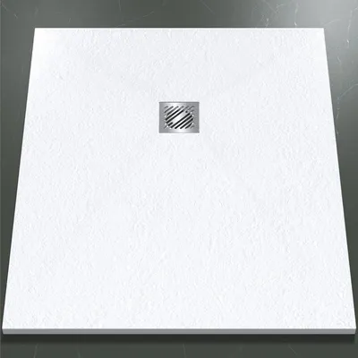 Produktbild von Mai & Mai Duschwanne 80x100x3cm Duschtasse aus Mineralguss Mineralgusswan Weiß Rechteckig DIN-Anschlüsse Geoma09