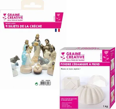 Produktbild von 9 Santons Latex-Formen - Weihnachtskrippe + Kaltkeramik 1 kg