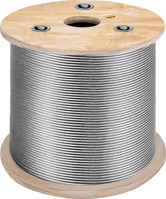 Zdjęcie produktu dla Lina stalowa, stal nierdzewna 304, długość 150 m, średnica 3/16", wytrzymałość na zerwanie 3700 funtów, limit obciążenia roboczego 840 funtów