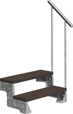 Produktbild von Dolle Außentreppe Gardentop 54-66cm Geschosshöhe mit Trimax dunkelbraun 80cm breit mit Geländer