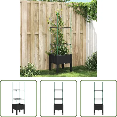 Produktbild von The Living Store Pflanzkübel mit Rankgitter Schwarz 40x40x142,5 cm PP