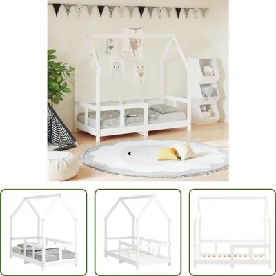 Produktbild von The Living Store Kinderbett Weiß 70x140 cm Massivholz Kiefer