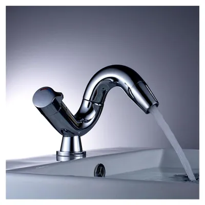 Produktbild von Design Mischbatterie für das Bad, Wasserhahn, Badarmatur, Waschtischarmatur, Waschbeckenarmatur, Badezimmer, Chrom
