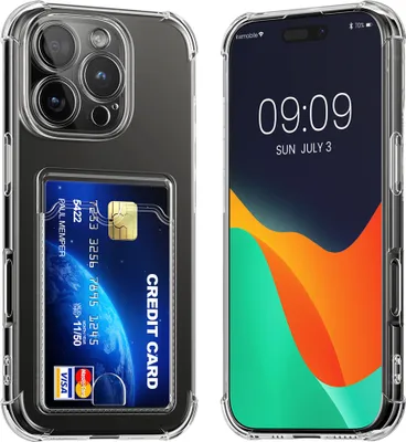 Produktbild von kwmobile Hülle mit Kartenfach kompatibel mit Apple iPhone 16 Pro Max - Handyhülle iPhone 16 Pro Max mit Kartenfach - Soft Case - Schutzhülle in