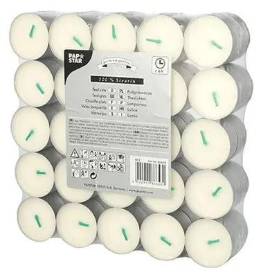 Produktbild von 50 Teelichte Ø 37 mm · 22 mm weiss aus 100 % Stearin