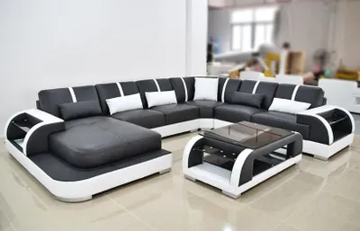 Produktbild von Sofa Couch Polster Ecke Garnitur Stoff Sofas Leder Ecksofa U-Form Wohnlandschaft
