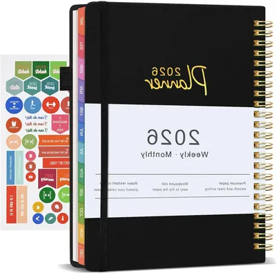 Productafbeelding van Kalender 2026 - Afsprakenplanner Weekplanner - Jaar Plannen - Met Maandoverzicht - A5 Formaat - Zwart