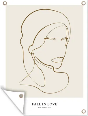 Produktbild von MuchoWow® 60x80 cm Outdoor-Poster Gartendeko Sichtschutz Garten Poster für den Garten  Frauen - Text - Zitate - Linienkunst