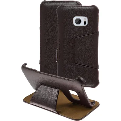 Produktbild von PhoneNatic Echt-Lederhülle kompatibel mit HTC 10 - Leder-Case braun + Glasfolie