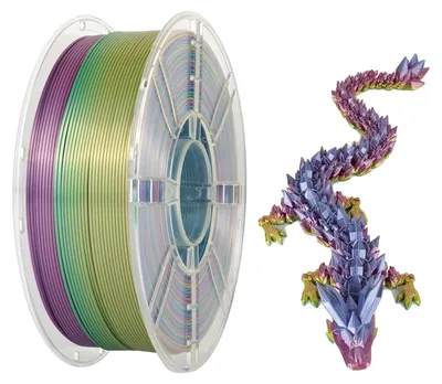 Produktbild von PLA-Filament, lebendige Farben, benutzerfreundlich, Seidenliebliches Regenbogen
