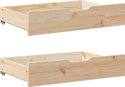 Produktbild von Bettschubladen mit Rollen 2 Stk. 80x55x17 cm Massivholz Kiefer