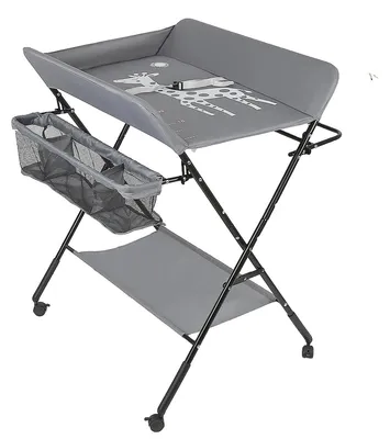 Image de Table à langer pour bébés, conception durable, matériaux écologiques, gris