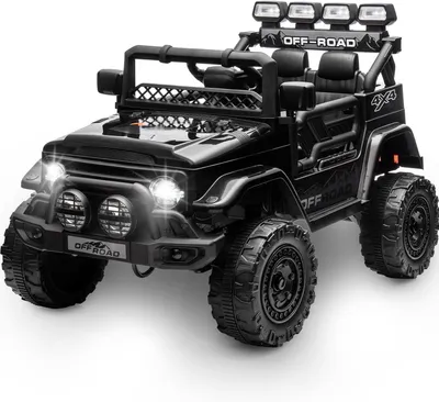 Produktbild von Kinder Elektroauto 12V, Elektroauto für Kinder mit 2,4G Fernbedienung, LED, Bluetooth, Musik, 3-5 km/h, Kinderauto Elektrisch für ab 3 Jahren, Schwarz