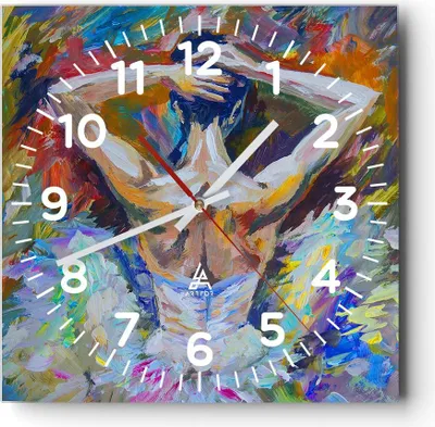 Produktbild von Wanduhr - Quadrat - Glasuhr - Balletttänzer tanzen - 40x40cm - Schleichendes Uhrwerk - Lautlos - zum Aufhängen bereit - Dekoration Modern - Wanddekoration aus Glas - C4AC40x40-3503