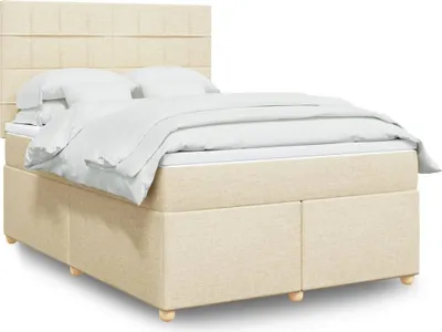 Produktbild von 2025 Moderne Bettrahmen inkl. Lattenrost - Boxspringbett mit Matratze Creme 140x200 cm Stoff - Klassische Betten,Design 8424313 7parcel