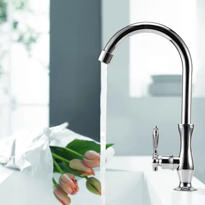 Obrázek produktu pro Kuchyňská baterie ze zinkové slitiny stříbrné barvy s vnějším závitem G1/2" pro umyvadla a dřezy v domácnosti
