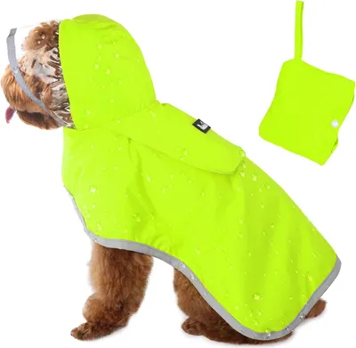 Produktbild von Famanu Regenjacke für Hunde mit transparenter Kapuze und reflektierenden Streifen - wasserfest