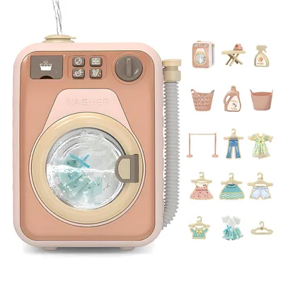 Produktbild von Küchenspielzeuge, Waschmaschine Spielzeug für Kinder, Mini Simulationswaschmaschine mit 4 Programmen, Rotierender Waschtrommel, Licht, Ton