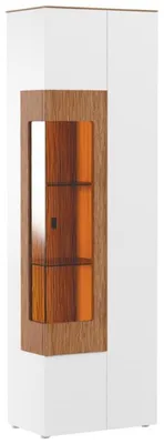 Obrázok produktu pre Casa Padrino rohová vitrína biela/hnedá 65,4 x 40 x v. 202 cm - Moderná vitrína z masívneho dreva - Vitrína do obývačky - Nábytok do obývačky